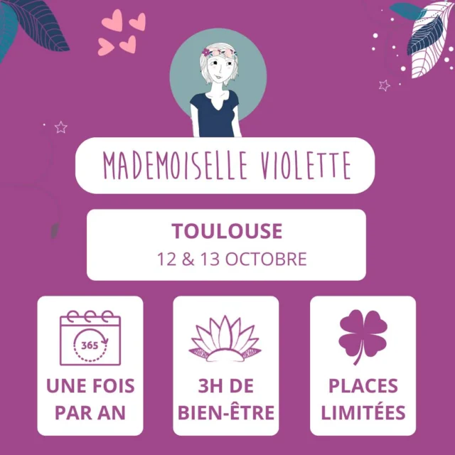 [TOULOUSE] les 12 & 13 Octobre
🌾IL NE RESTE PLUS QUE 14 PLACES🌾
Votre moment bien-être entre copines pourra-t-il attendre un an de plus ? 🤩
Si la réponse est non, transférez vite ce beau programme à votre copine chérie, faites garder chien, chat ou enfants pendant 3h et rejoignez-nous !🎉
Infos et résa : https://www.mademoiselleviolette.com/offre-bien-etre-beaute/toulouse-lexperience-bien-etre-et-beaute-des-12-13-octobre-2024/